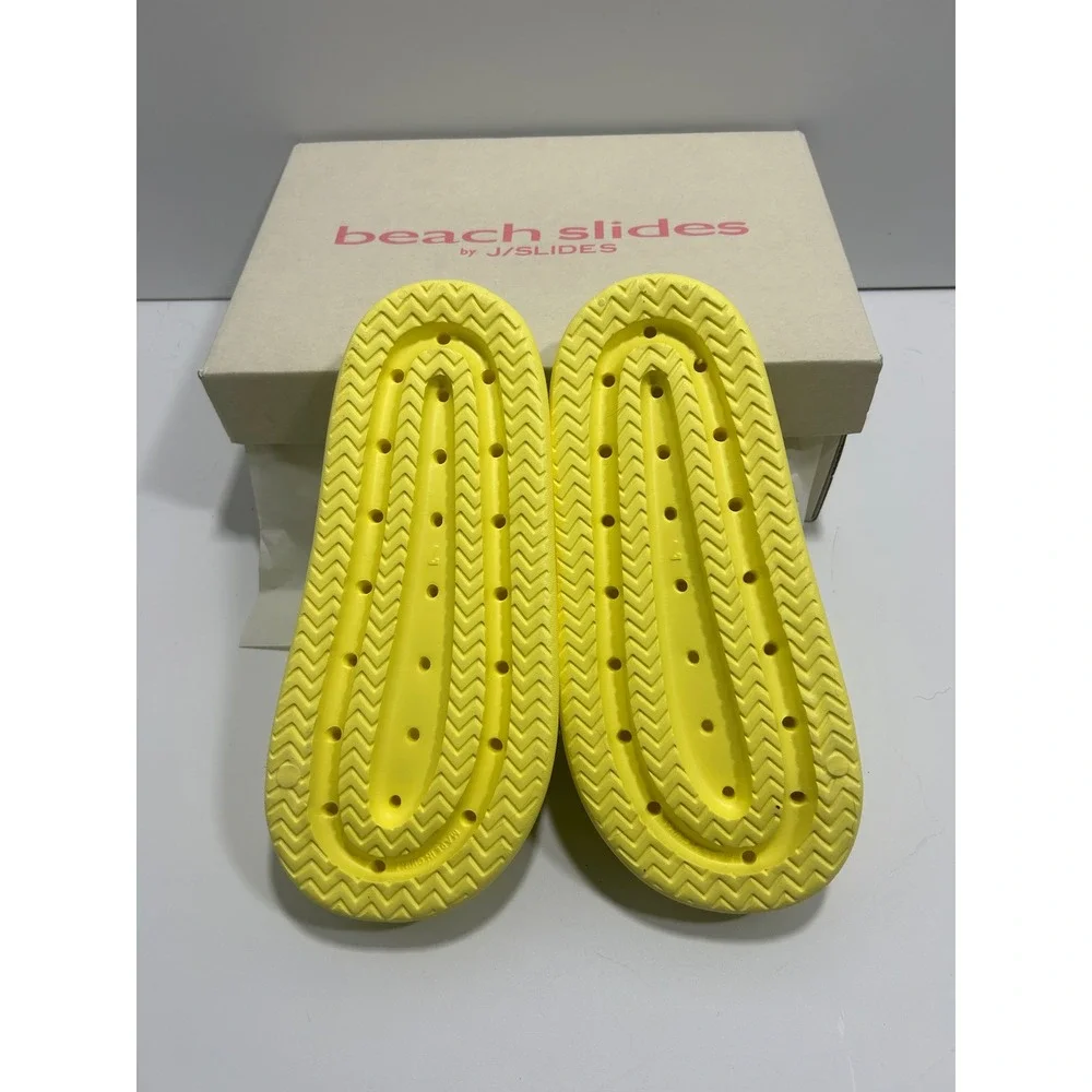 JSlides Serene Yellow EVA Beach Slides Platform Sandals Mens 7 Womens 9 NEW